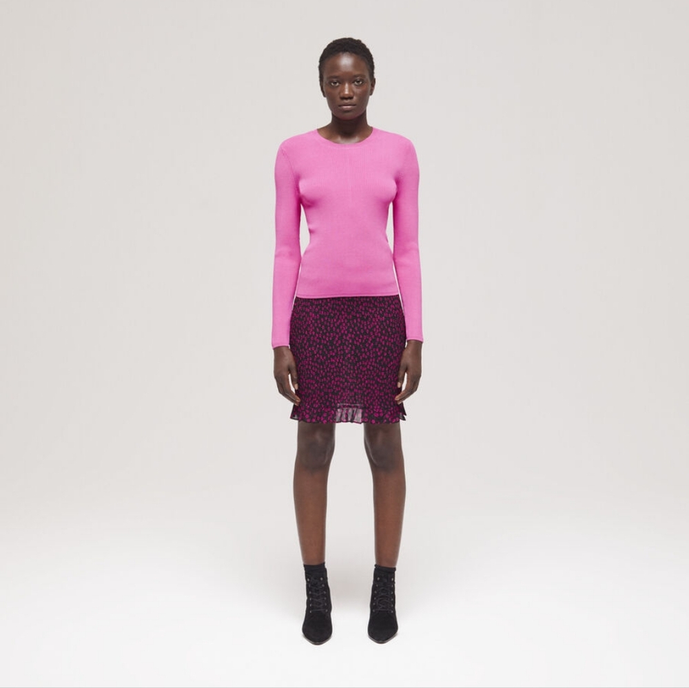 THE KOOPLES Ribbed Knit Top In Pink